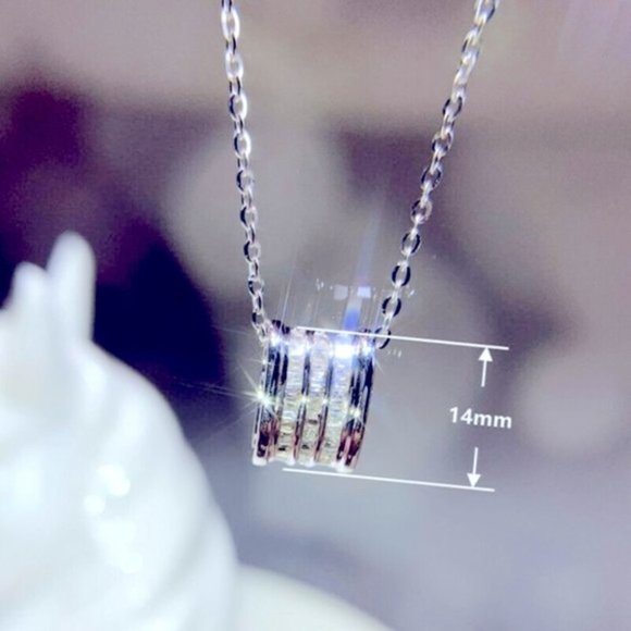 NEW 925 Silver White Sapphire Spinner Necklace - Picture 2 of 2